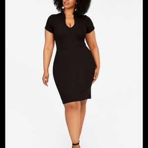 U Neck Cap Sleeve Dress -Ashley Stewart